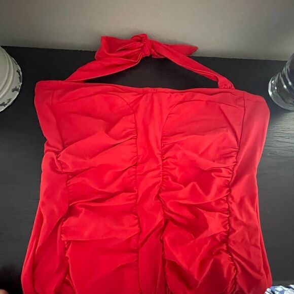 Sexy Red One Piece Bathing Suit - Picture 2 of 8